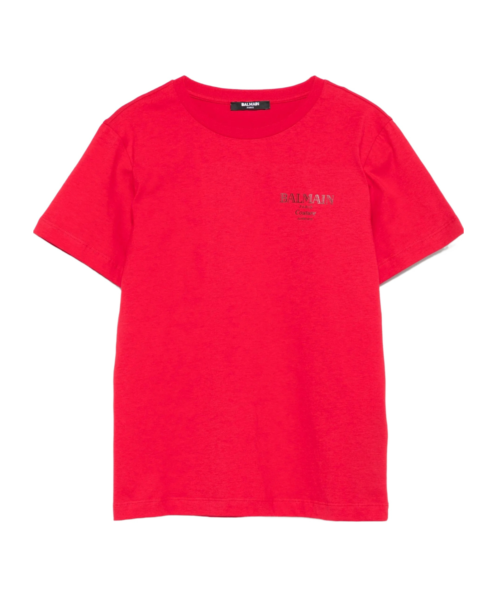 Balmain Logo-embroidered Cotton T-shirt In Red