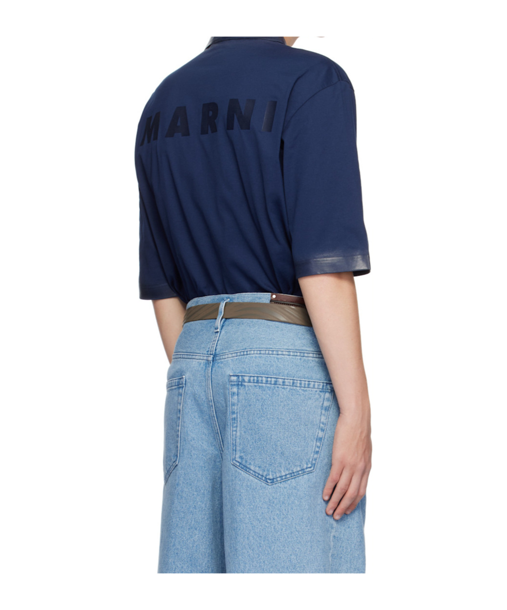 Marni Blue Waxed Polo In Blue