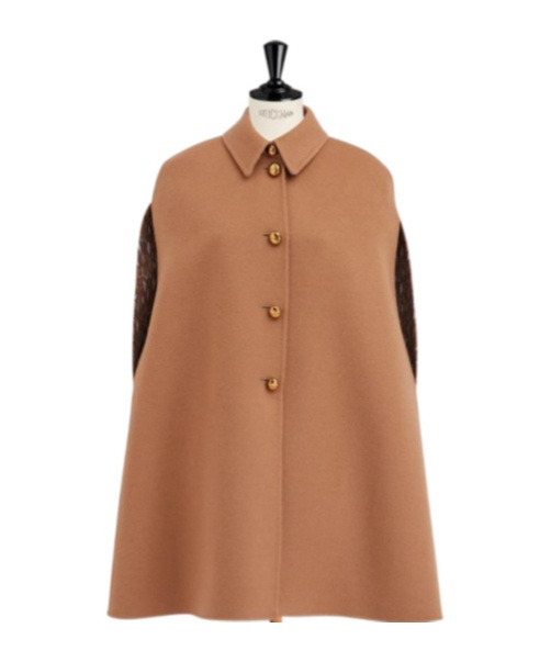 Dior Button Detail Cloak In Brown
