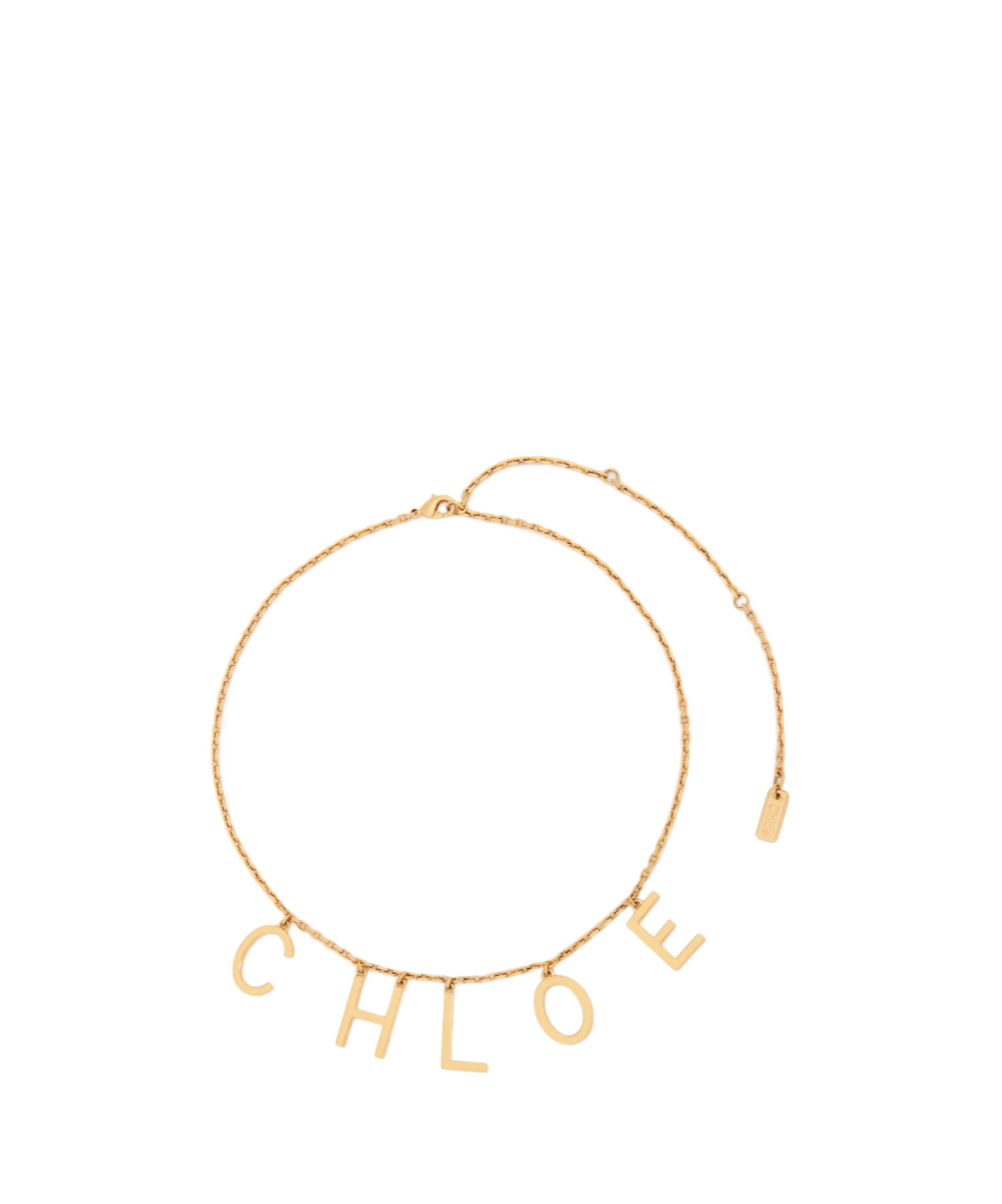 Chloé Metallic Belt With Adjustable Hook Closure And Logo Lettering Charm In Brass Woman In Gold