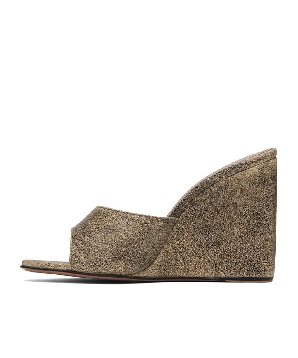 Amina Muaddi Lupita Square Toe Wedges In Brown