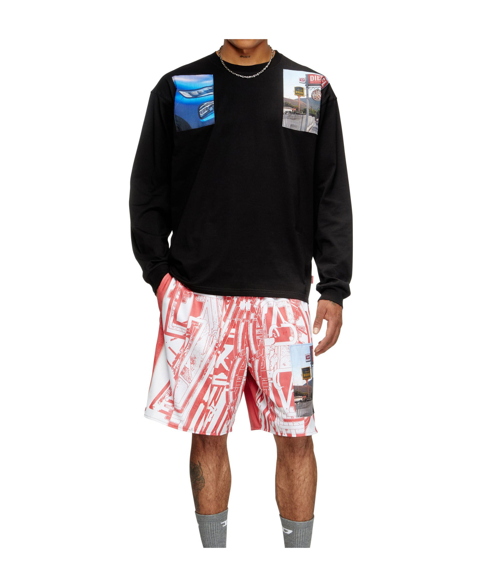 Diesel T-boxt-ls-t5 Graphic-print Long-sleeve T-shirt In Black