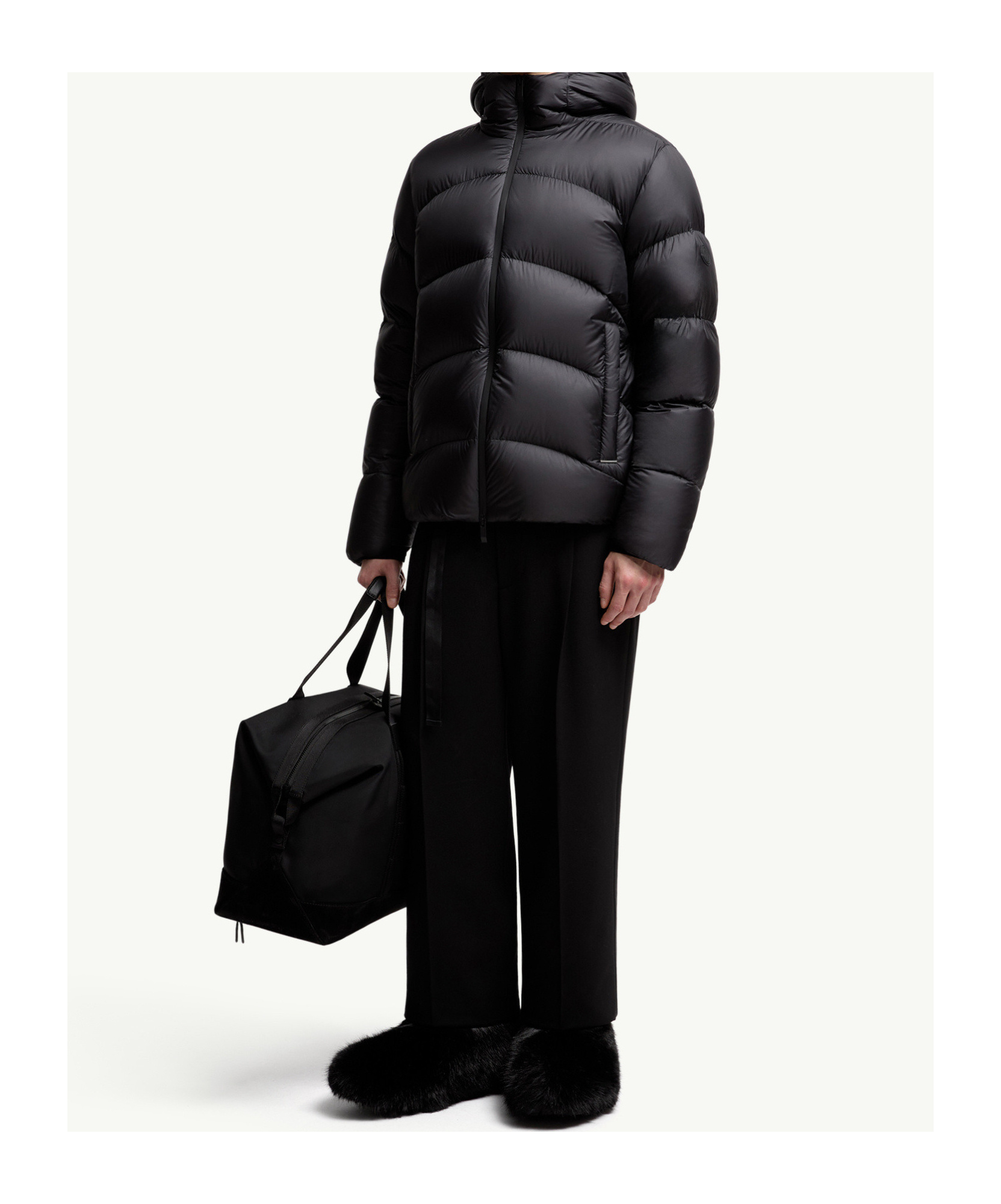 Moncler Fulcran Hooded Short Down Jacket In Black
