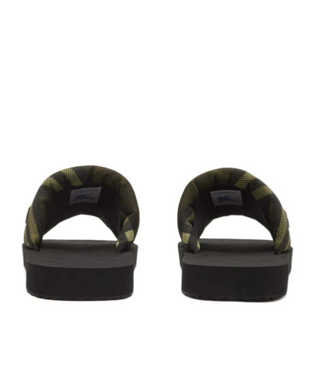 Burberry Green Trek Sandals In Black