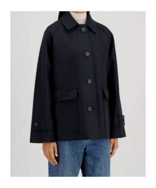 Harris Wharf London Raglan Jacket With Quilted Lining In Blue