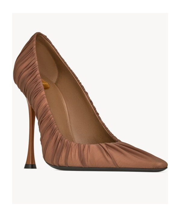 Saint Laurent Pendant Knitted High Heels In Brown