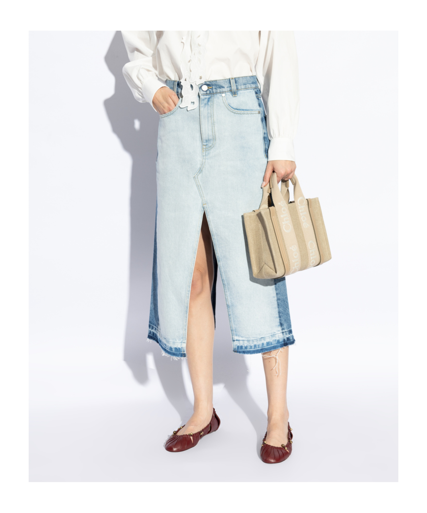 Chloé Luna Leather Ballet Flats In Brown