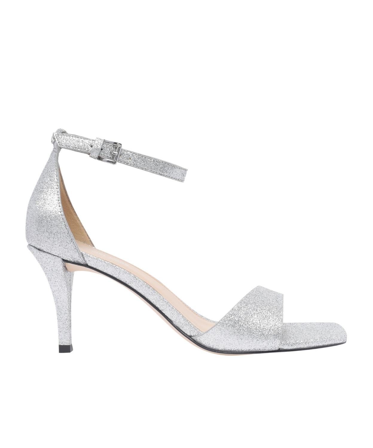 Michael Kors Jaida Sandal In Glitter Leather Color Silver In White
