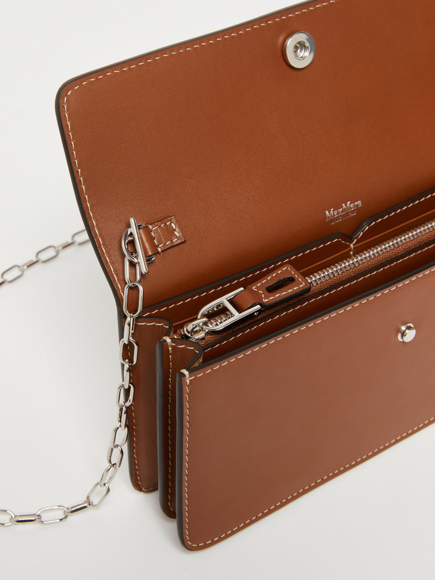 Max Mara Leather Phone Pouch In Brown