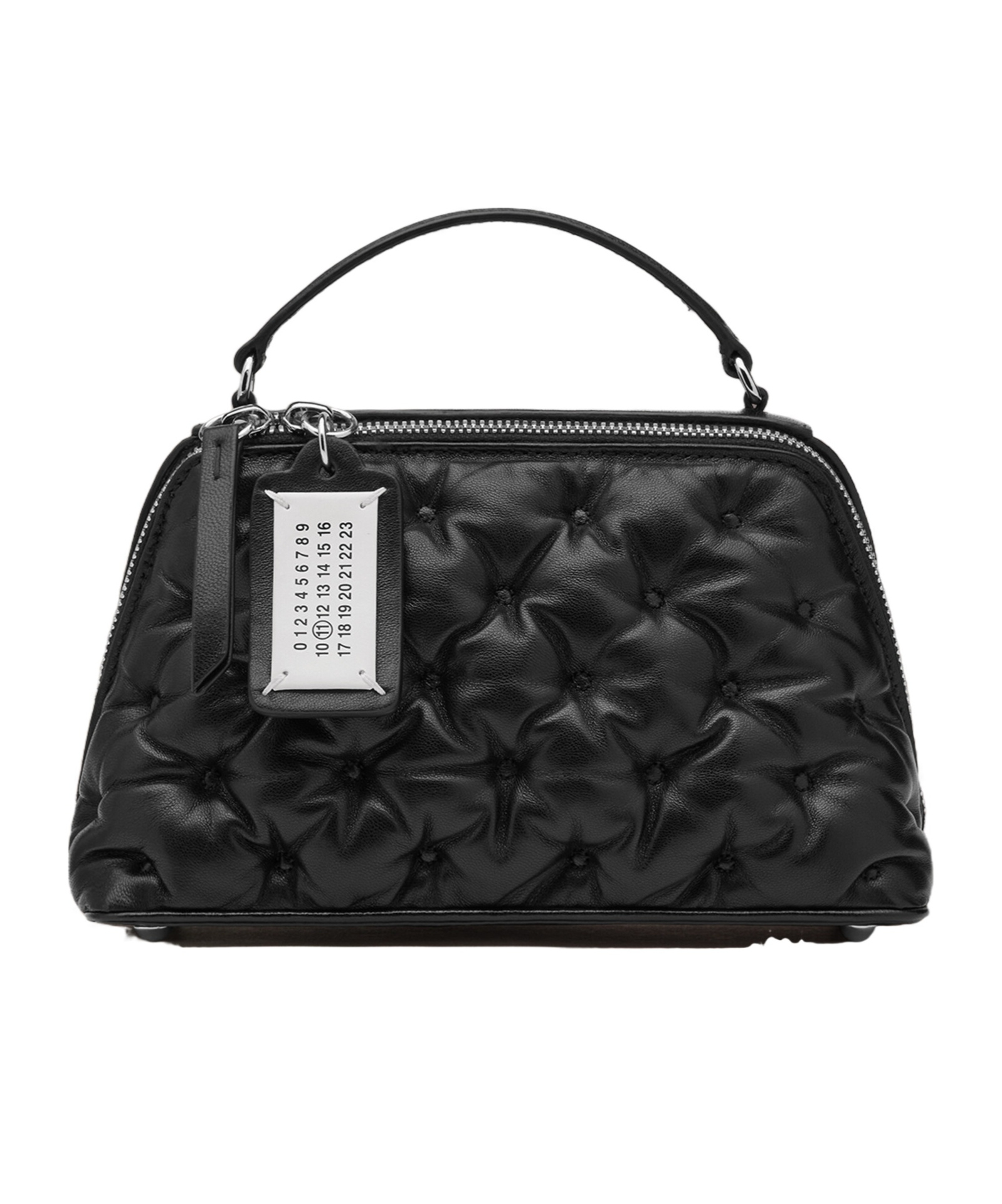 Maison Margiela Quilted Texture Shoulder Bag With Detachable Strap In Black