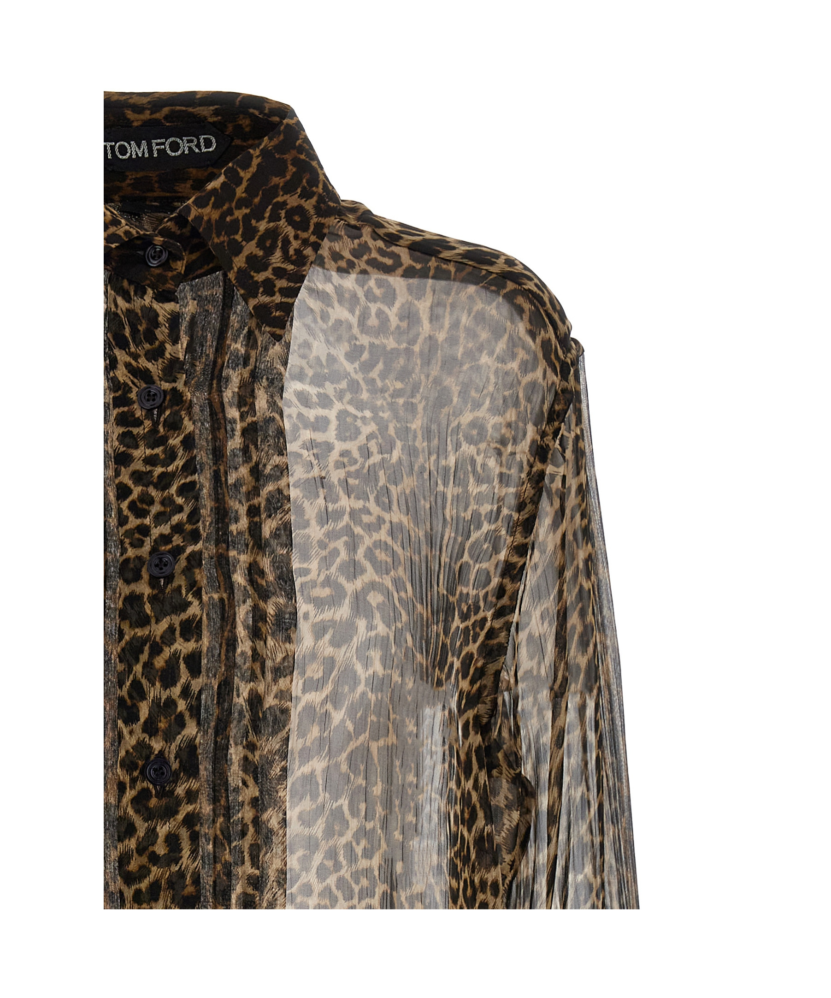 Tom Ford Semi-transparent Silk Chiffon Shirt In Multicolor