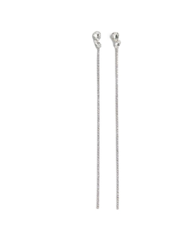 Jil Sander Crystal-embellished Earrings In Silver Crystal
