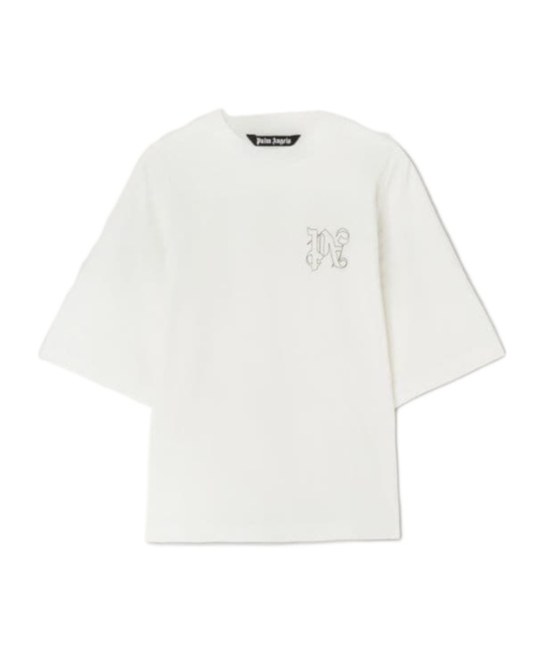 Palm Angels T-shirt With Studded Monogram In White