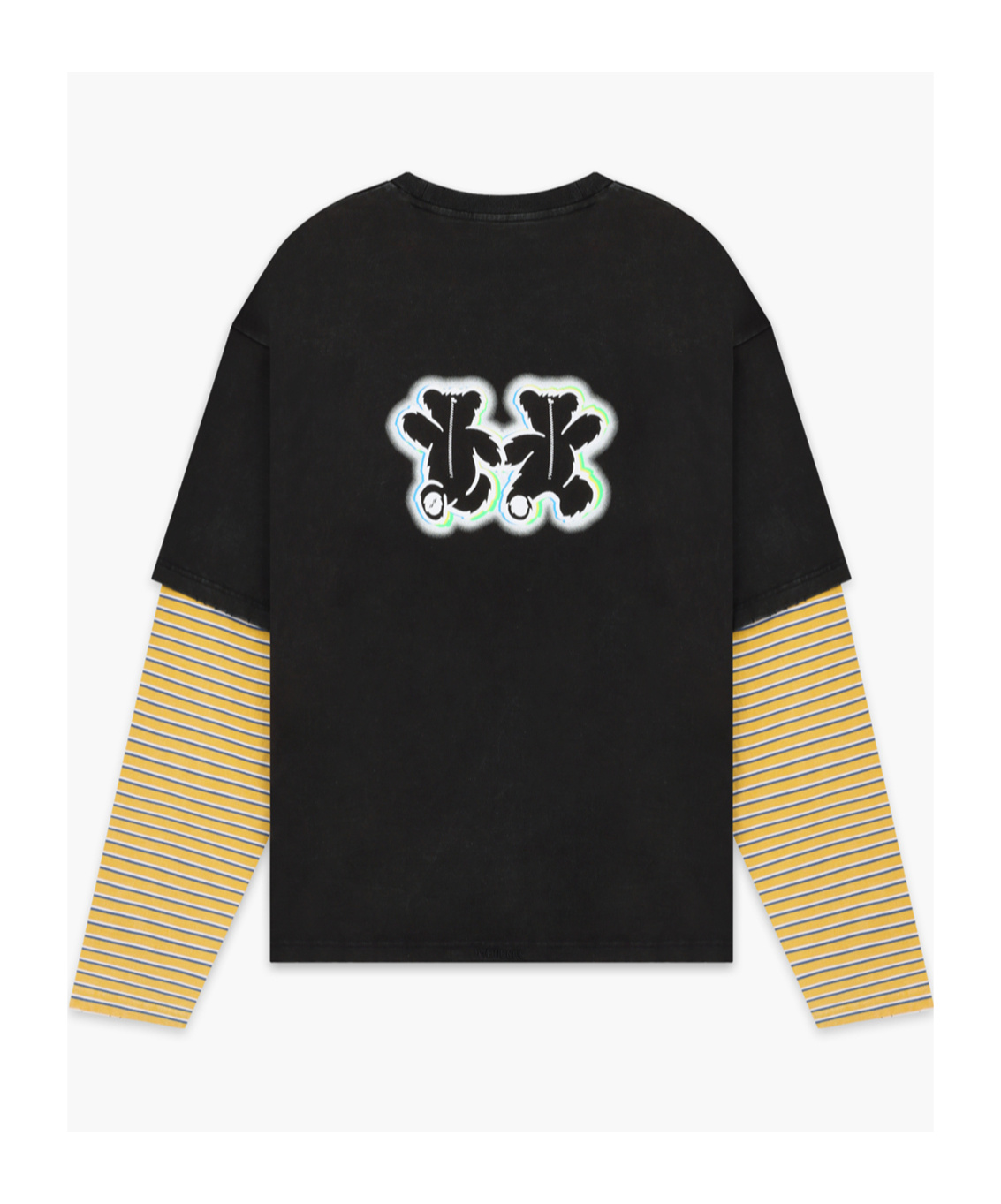 We11 Done T-shirt Im Layering-look Mit Teddy In Black