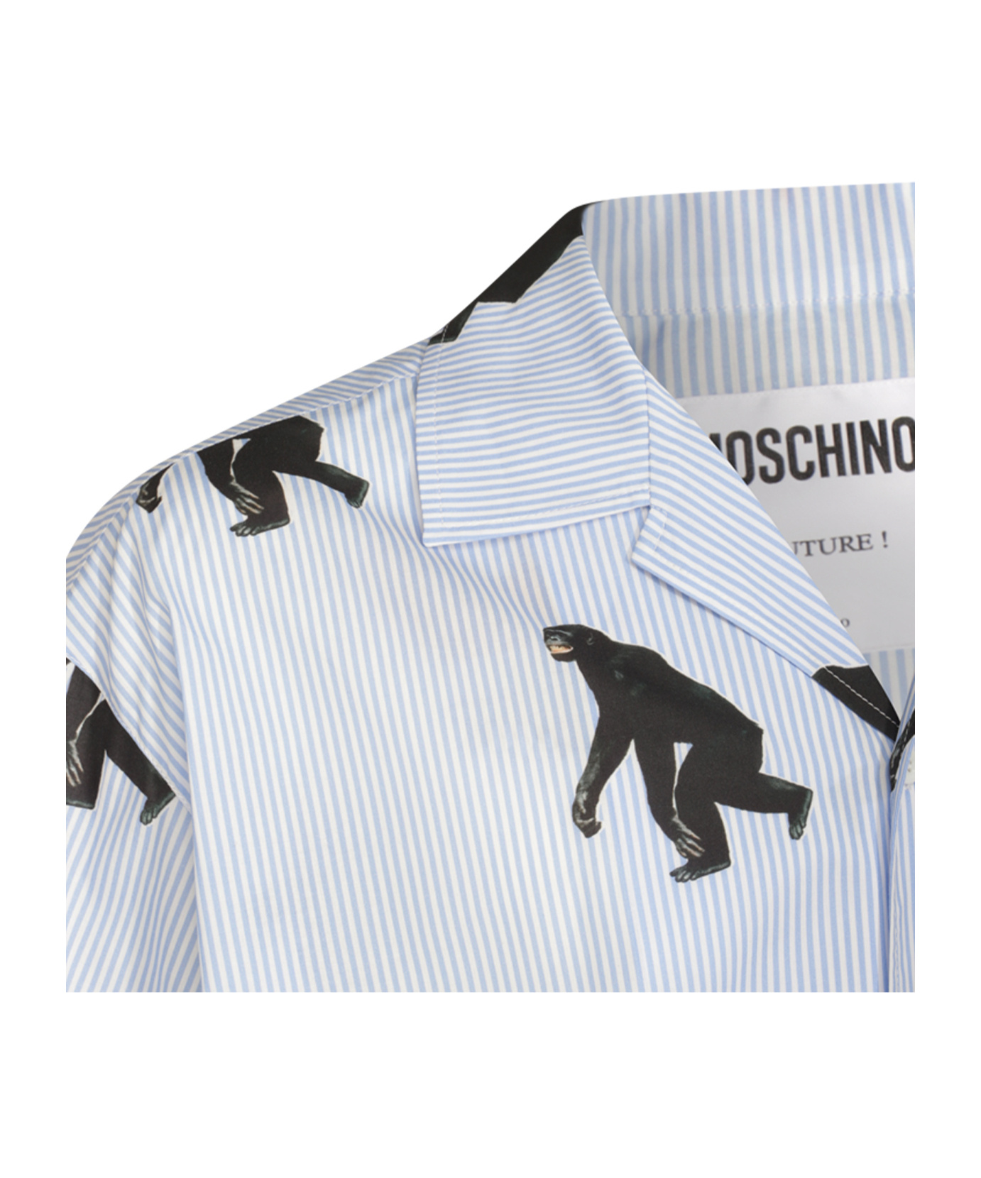 Moschino Poplin Shirt Allover Chimpanzee In White
