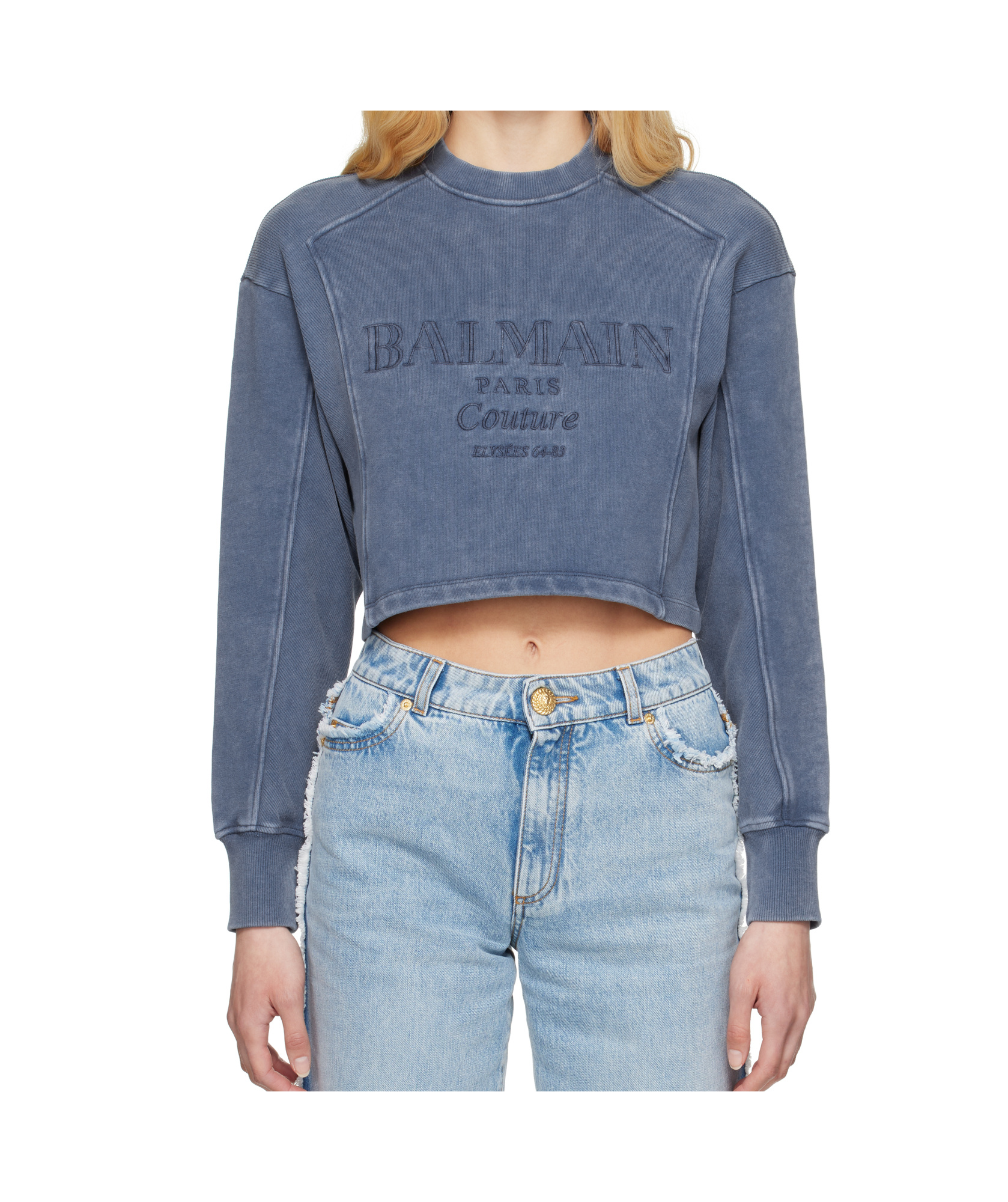 Balmain Couture Embroidered Sweatshirt In Blue