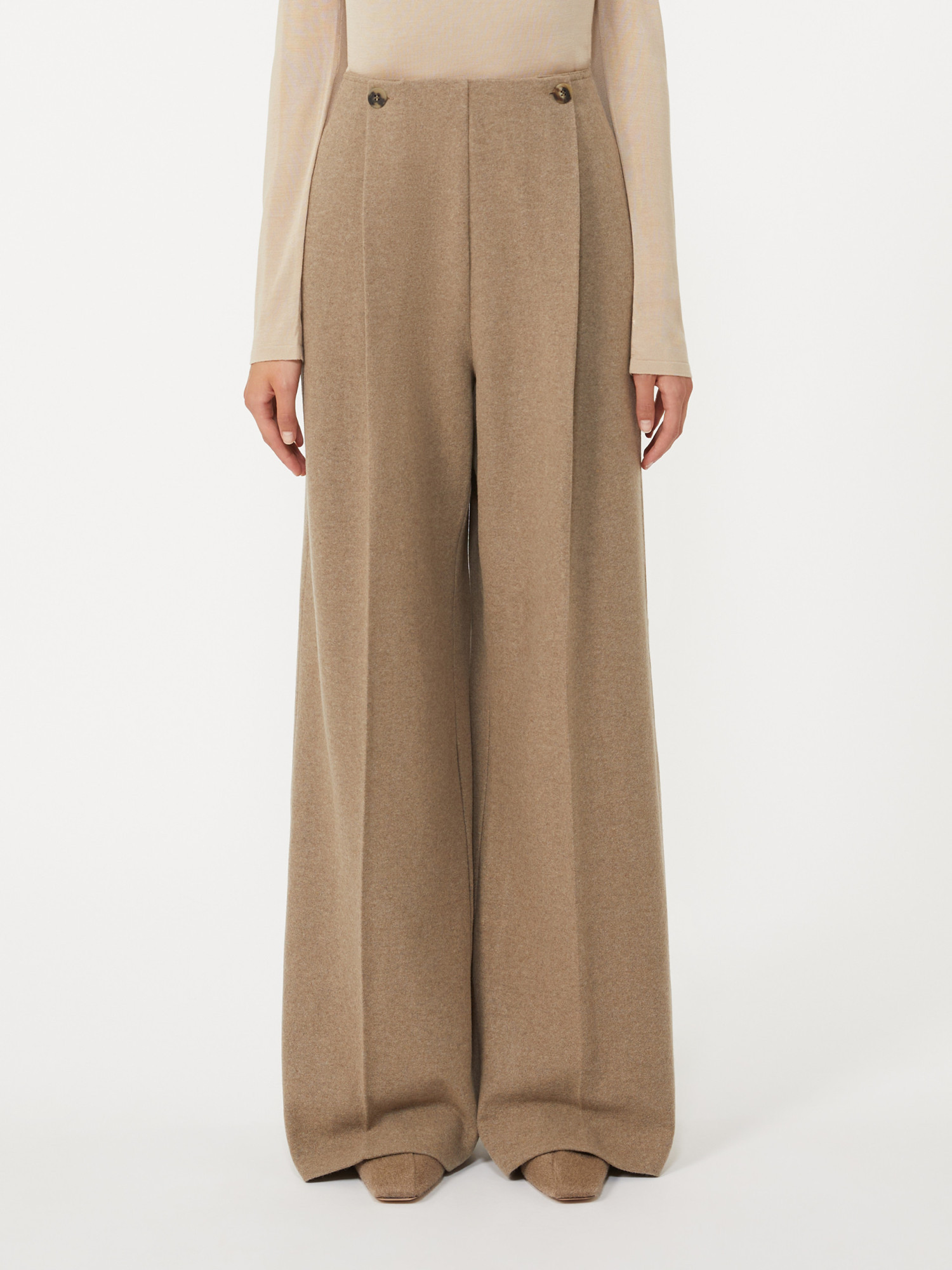 Max Mara Cashmere Flannel Trousers In Brown
