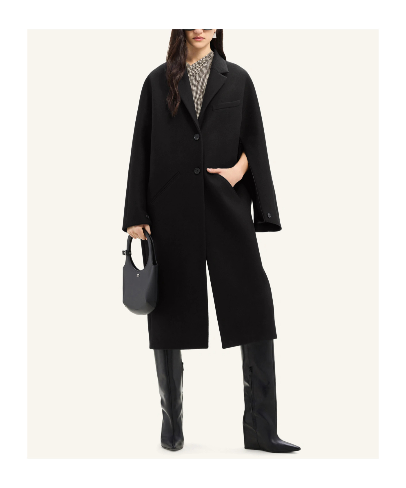 Shop Courrèges Cocoon Logo-appliqué Coat In Black