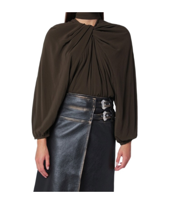 Namacheko Black Draped Silk Top In Black