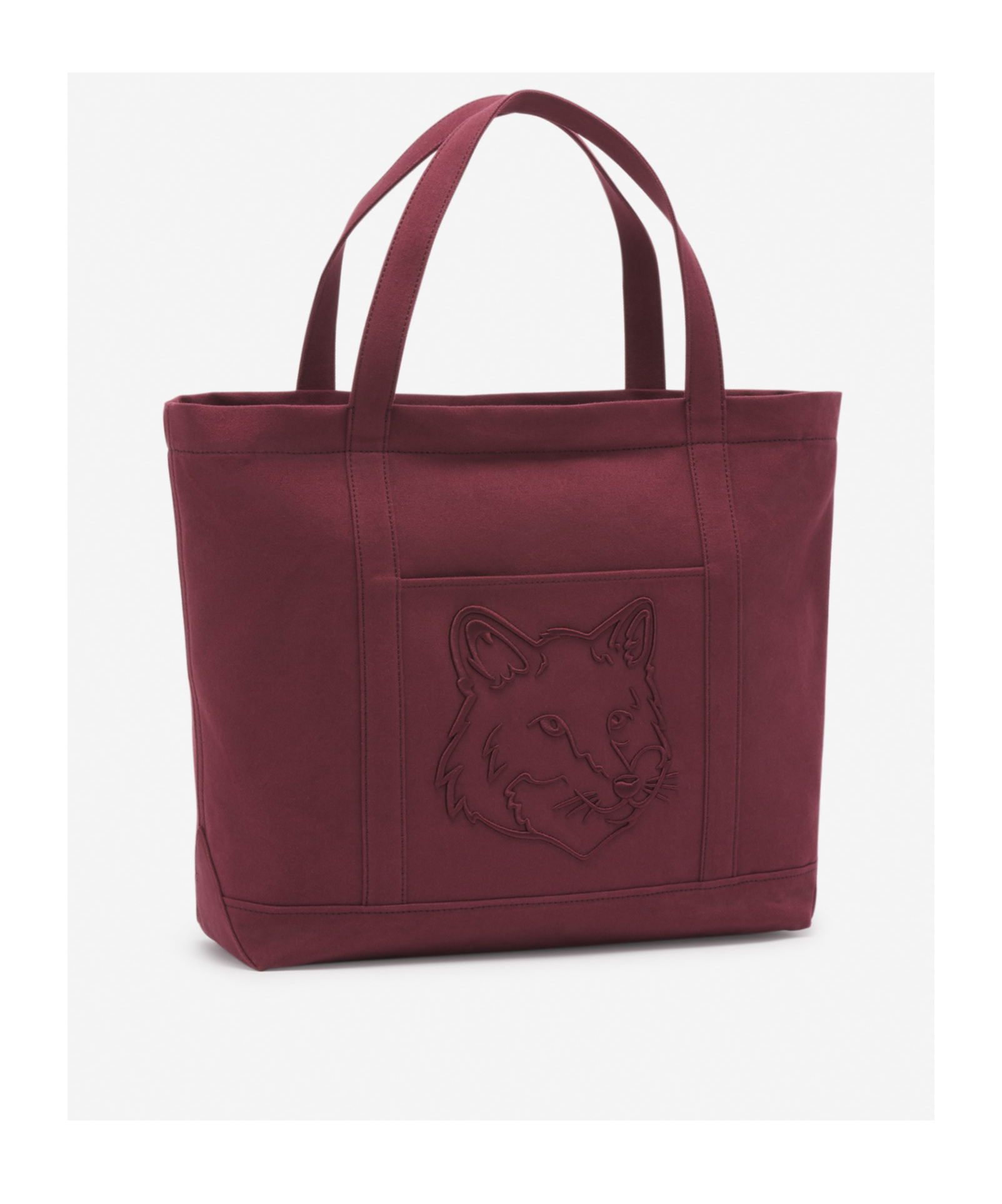 MAISON KITSUNÉ MAISON KITSUNÉ FOX HEAD EMBROIDERED LARGE TOTE BAG