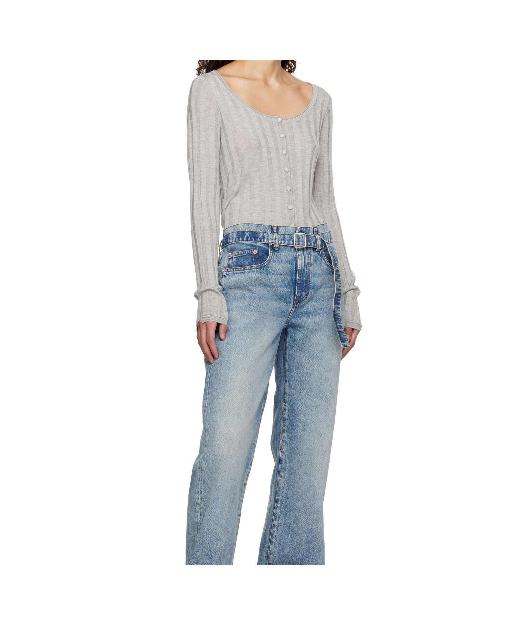 Shop Proenza Schouler Gray White Label Hattie Cardigan