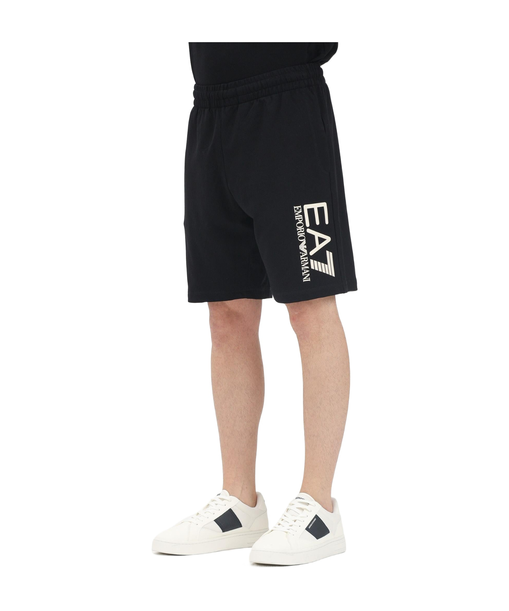 Ea7 Elastic Waist Shorts In Black