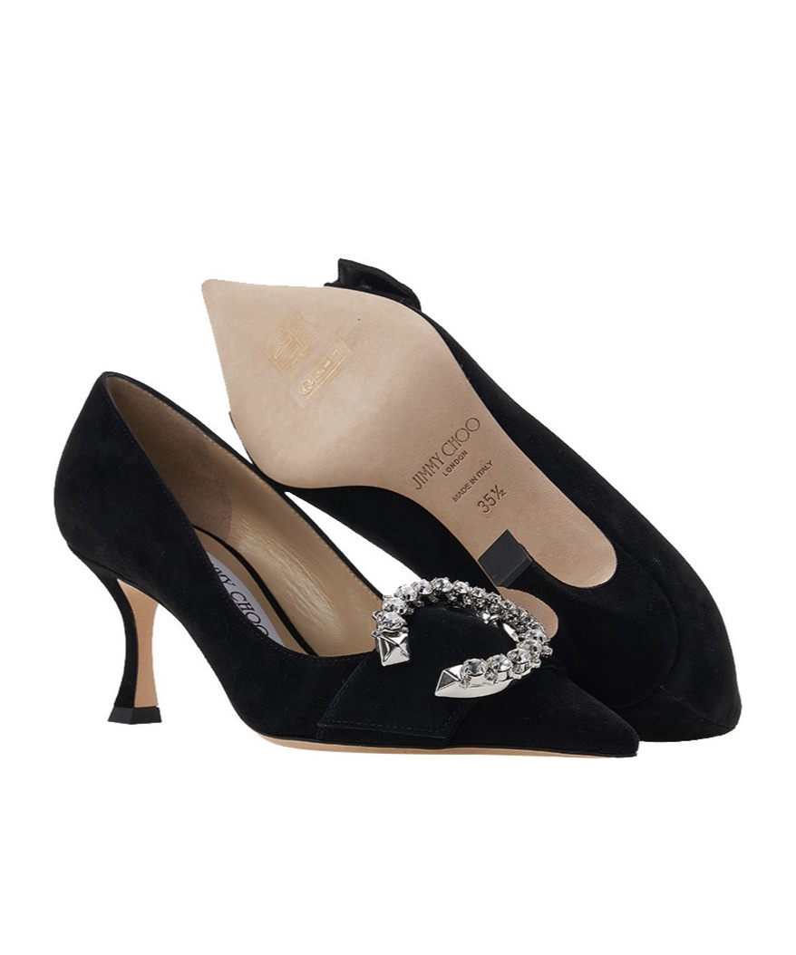 Jimmy Choo Melva 90 Embellished Suede Pumps In Black
