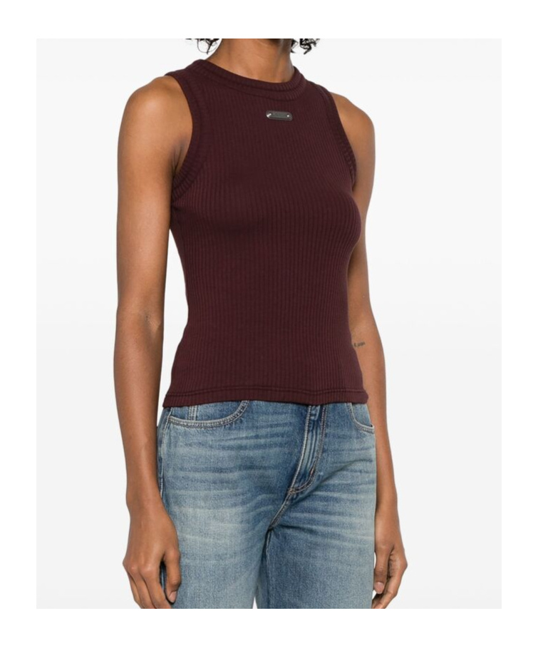 Alexander Mcqueen Logo Plaque Ribbed Tank Top In Black