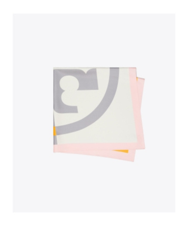 Shop Tory Burch Double T Logo Printed Scarf In Multicolor
