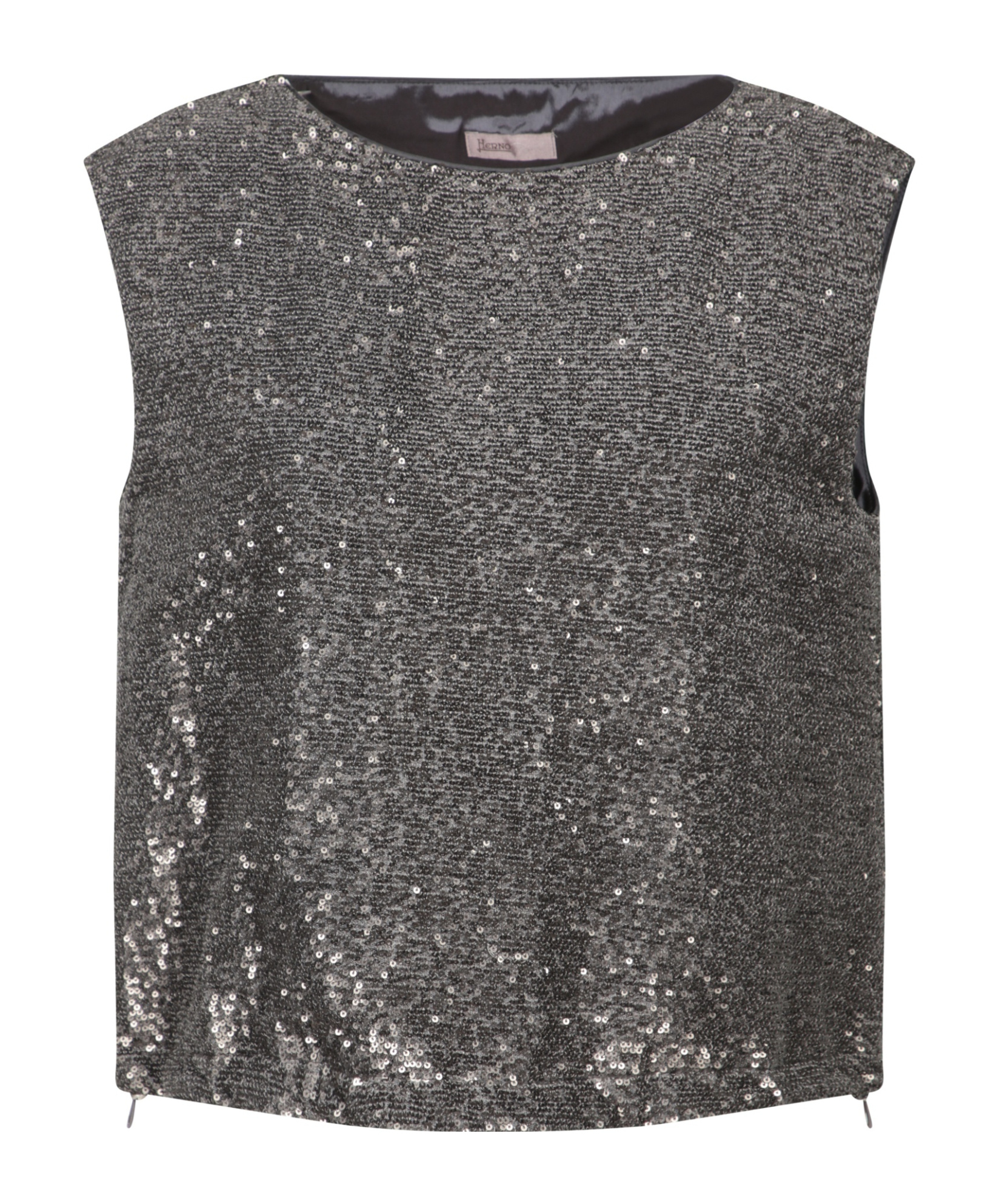 Herno Sequin-embellished Drawstring Top In Gray