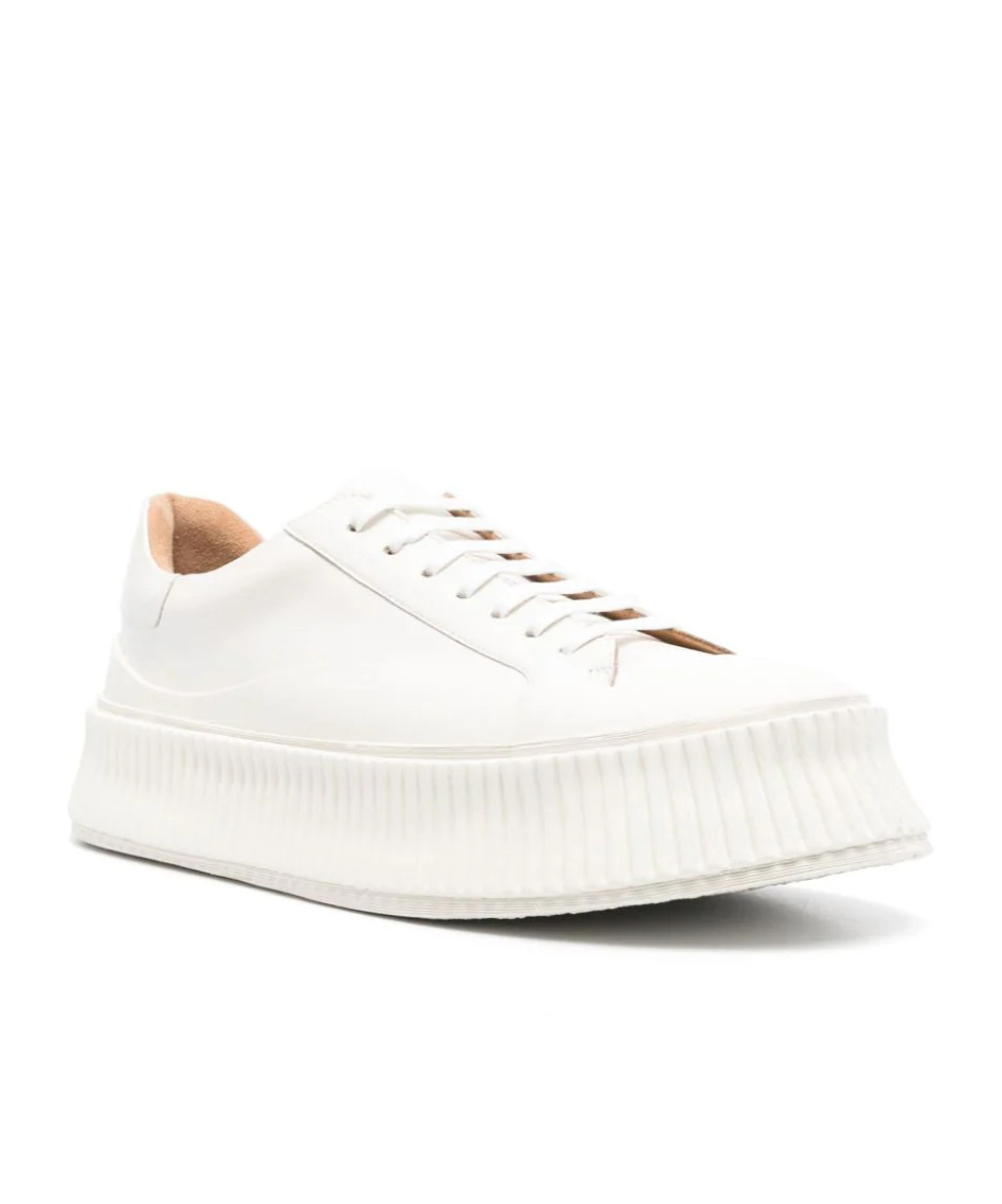 Jil Sander Low Laced Sneakers With Vulcanized Rubber Sole Shoes In White