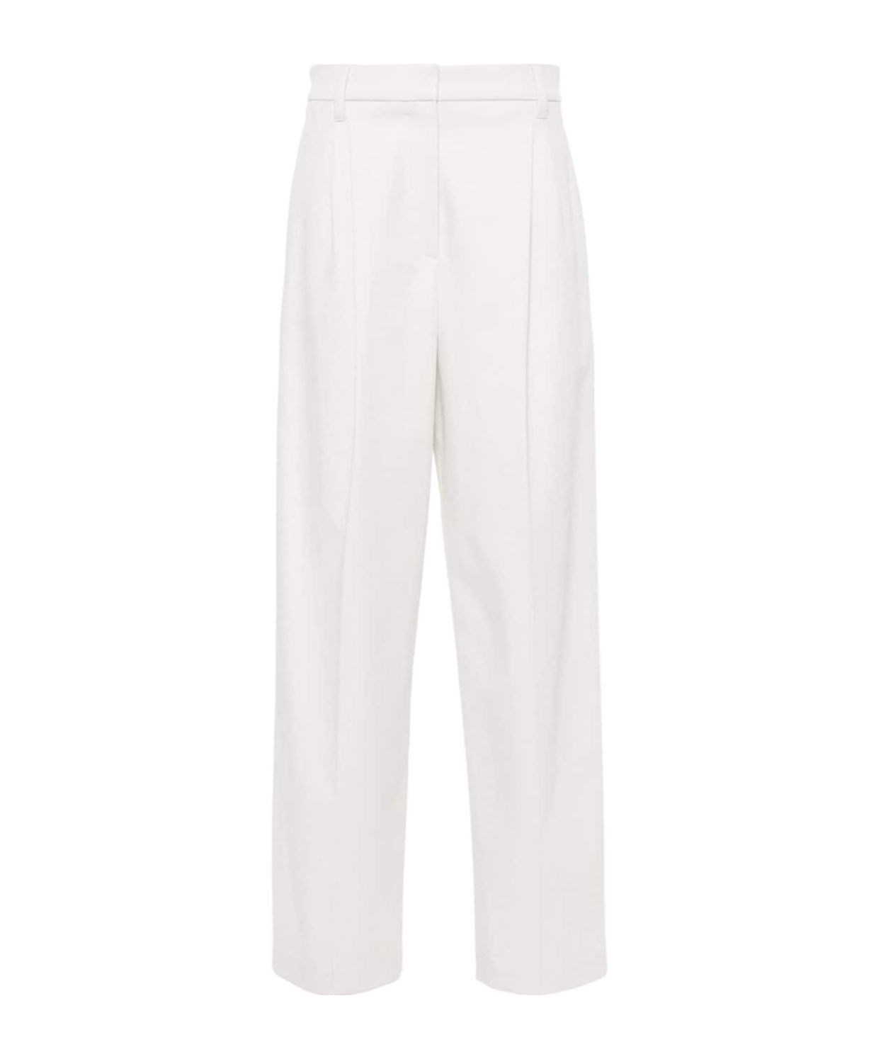 Shop Brunello Cucinelli Pleat-detail Straight-leg Trousers In White