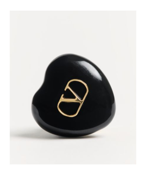 Valentino Black Enamel And Metal Coeur Royal Earrings In Black