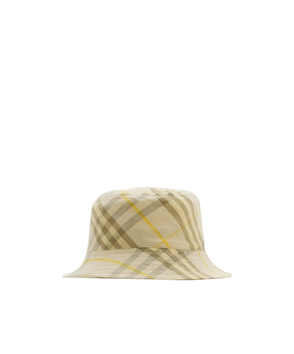 Burberry Checked Linen Bucket Hat In Nude