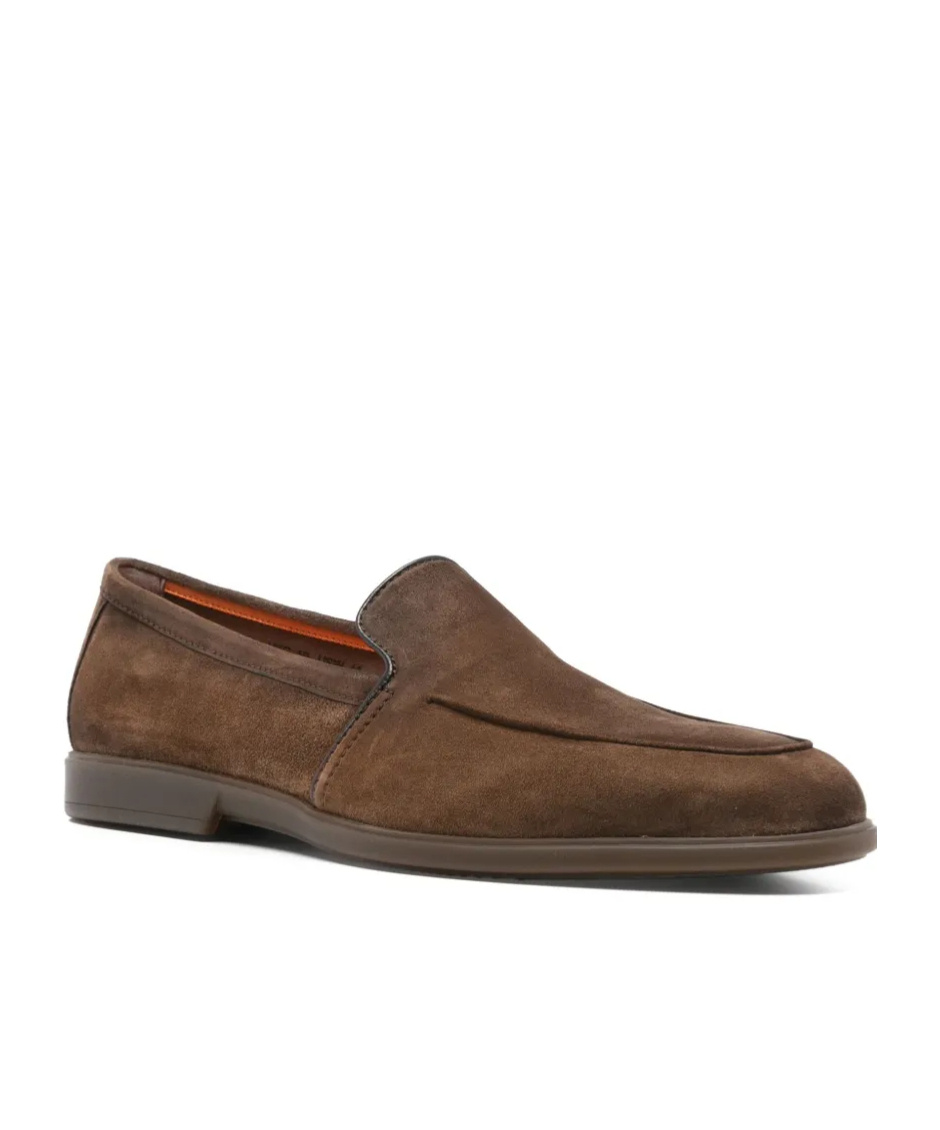 Santoni Suede Carlos Penny Loafers In Green