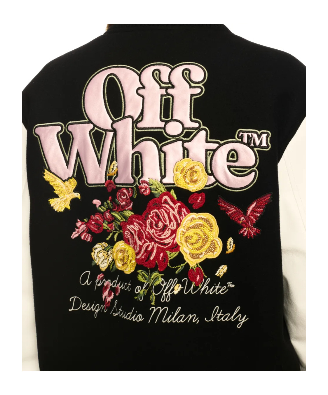Off-white Floral-embroidered Bomber Jacket In Black