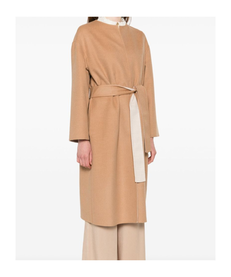 Fabiana Filippi Wool Coat With Belted Waist In Brown