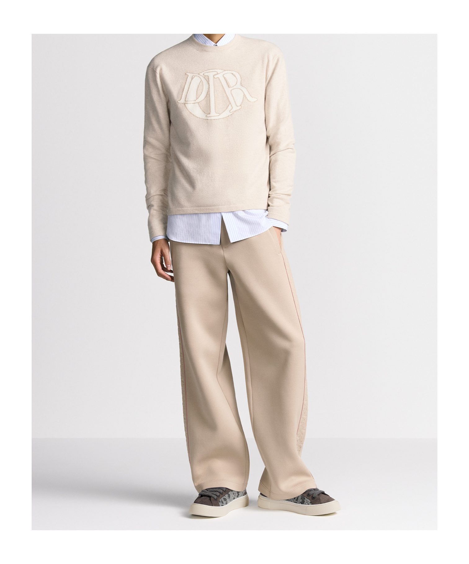 Dior Long-sleeved Wool Sweater In Nude
