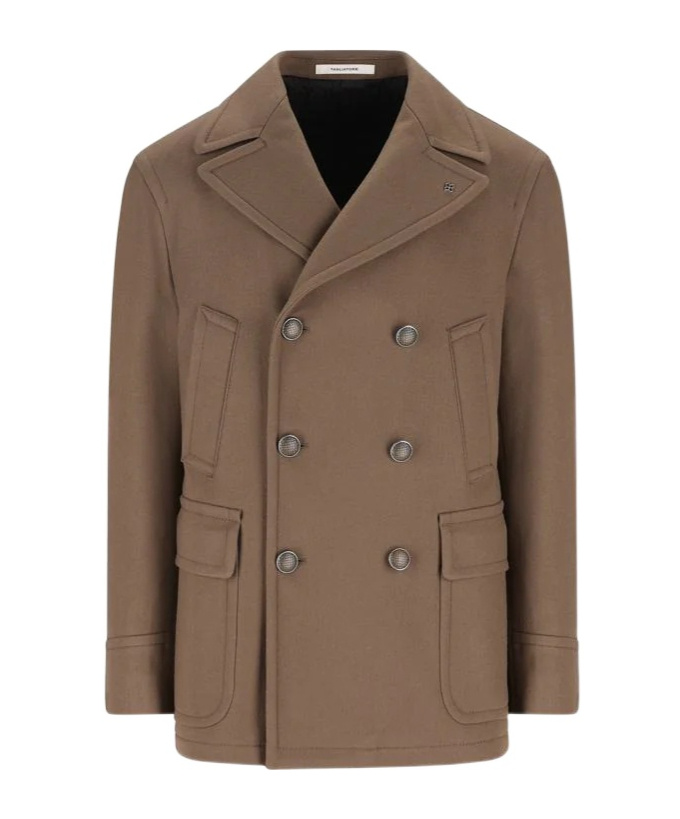 Tagliatore Long-sleeved Double-breasted Jacket In Brown