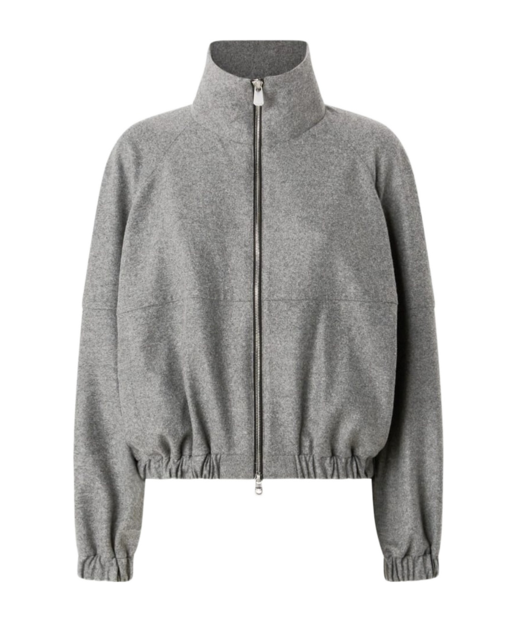 Pinko Wool-blend Bomber Jacket With Zip In Gray