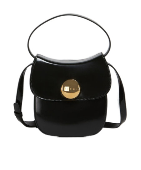 Marni Butterfly Calfskin Shoulder Bag In Black