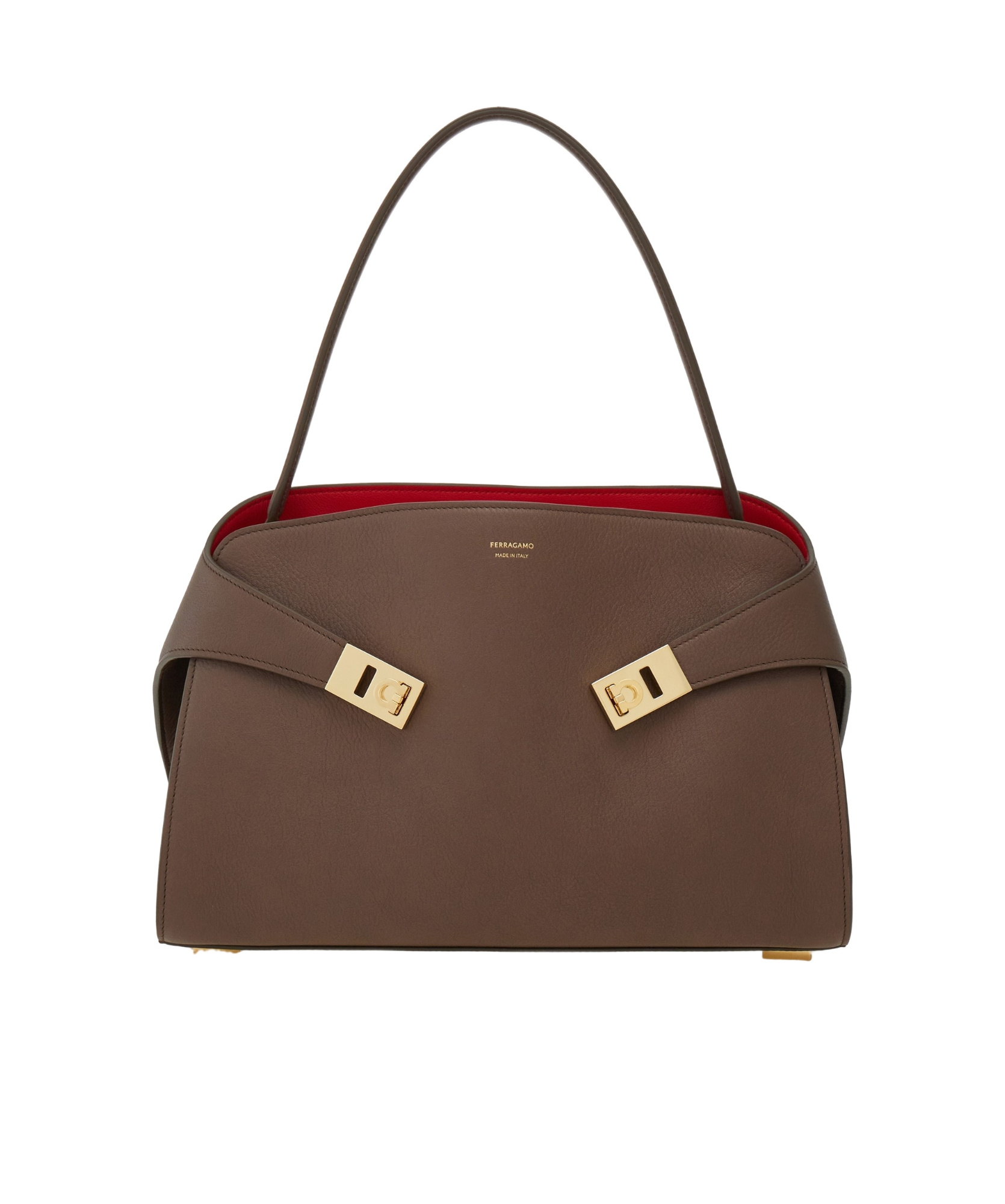 Ferragamo Two-tone Structured Medium Shoulder Bag In Green