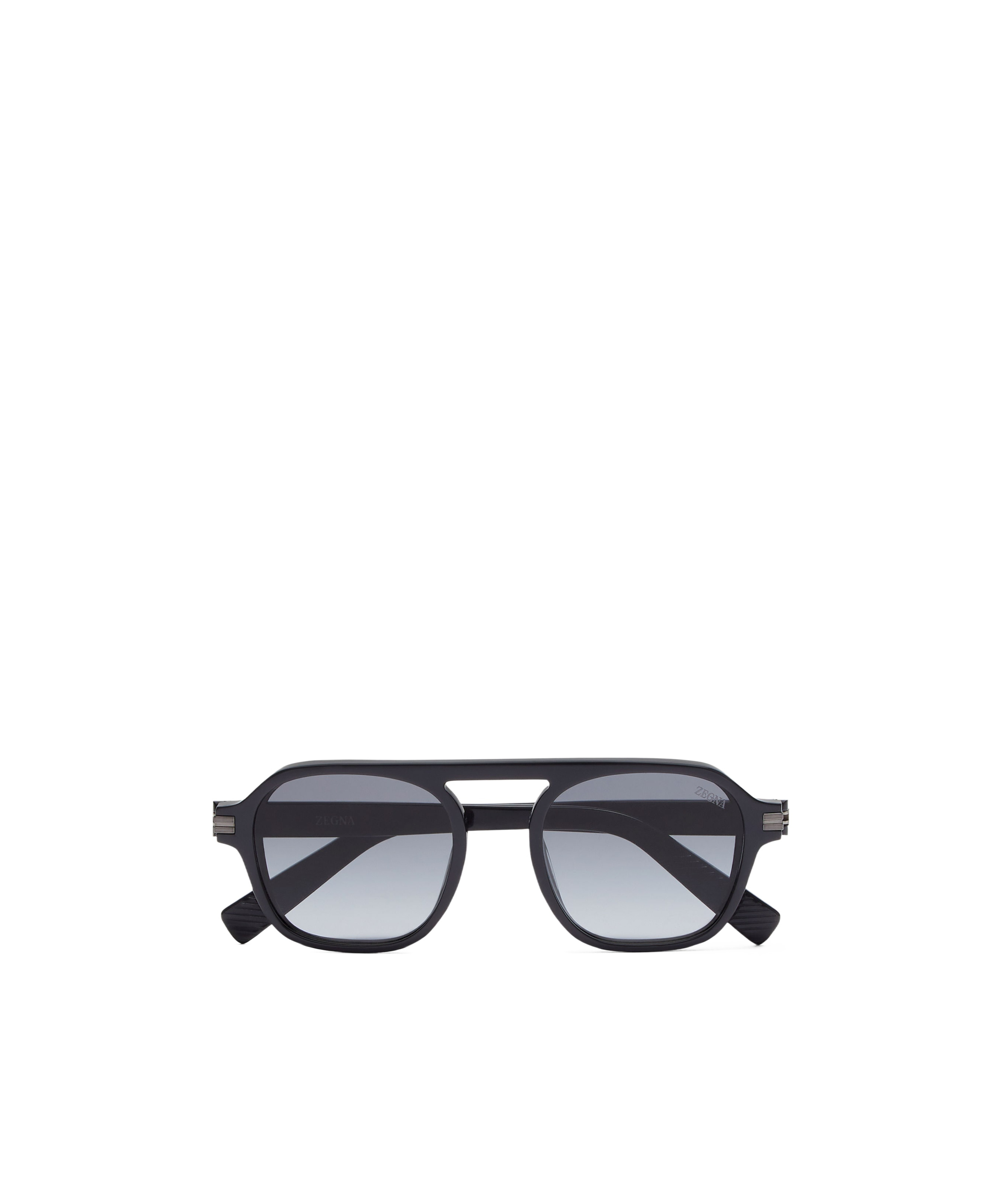 Zegna Lunettes De Soleil Aurora Ii En Acétate Gris Foncé Transparent In Black