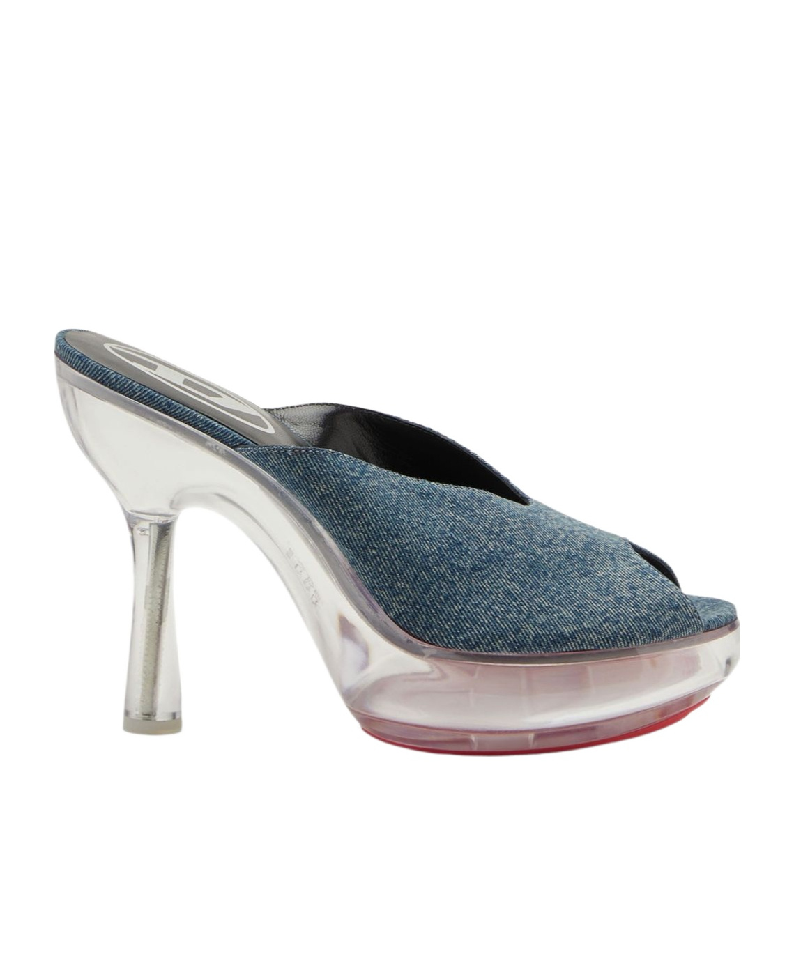 Diesel D-lake-platform Mules In Denim And Plexiglass In Blue