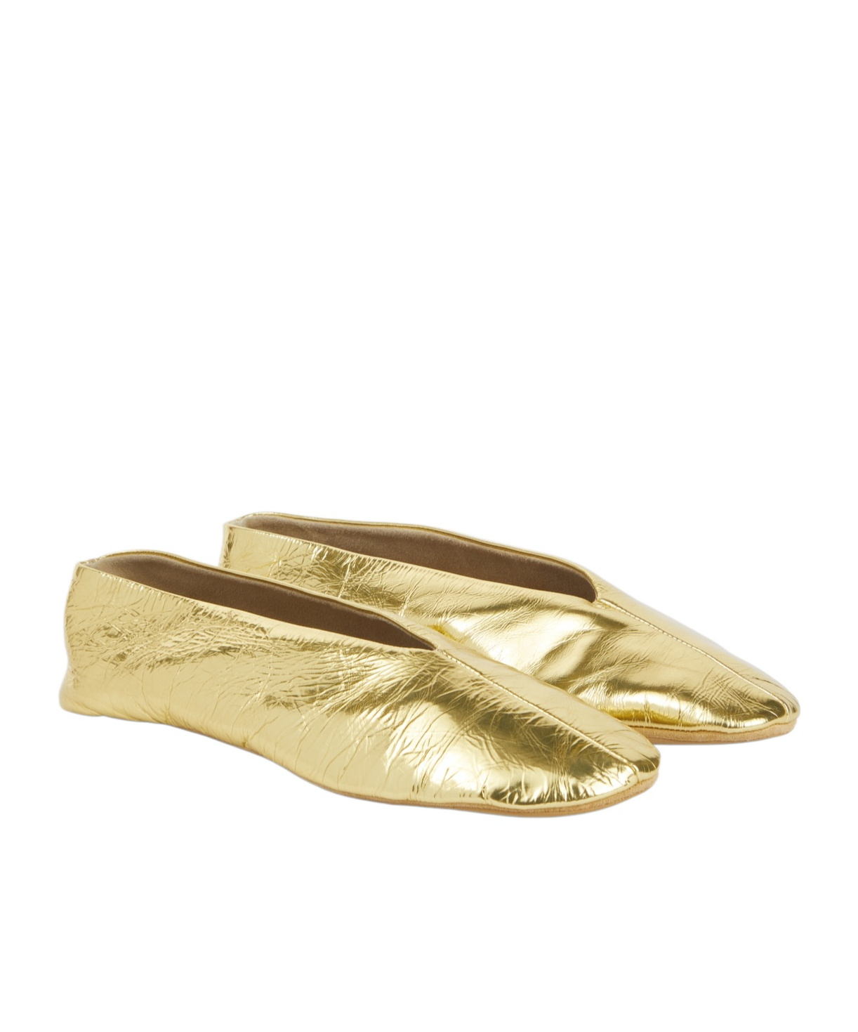 The Row Stella Metallic Leather Ballet Flats In Gold