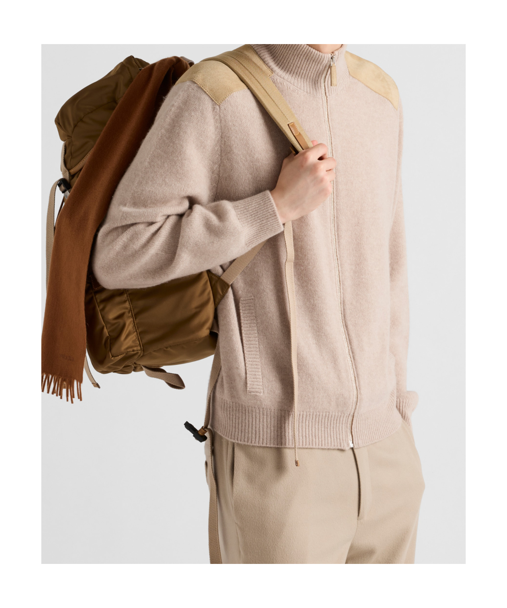 Prada Long-sleeved Sweater In Desert Beige