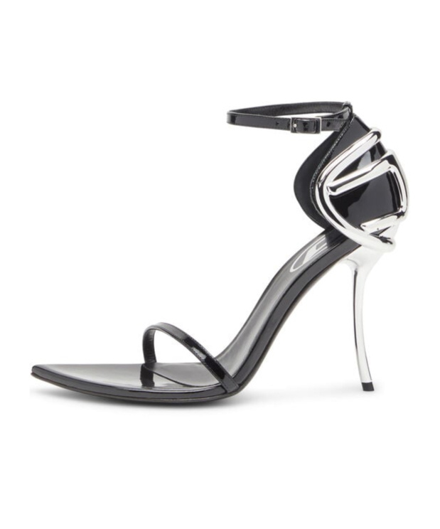 Diesel High Heel Open Toe Sandal With Metallic Detail