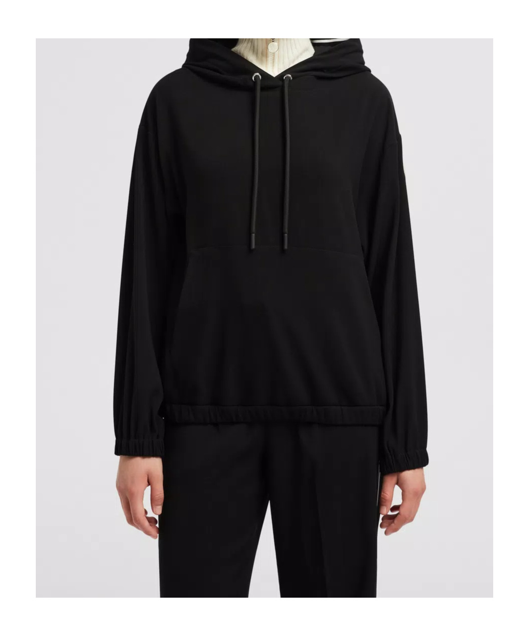 Moncler Hooded Satin Top Black In Black