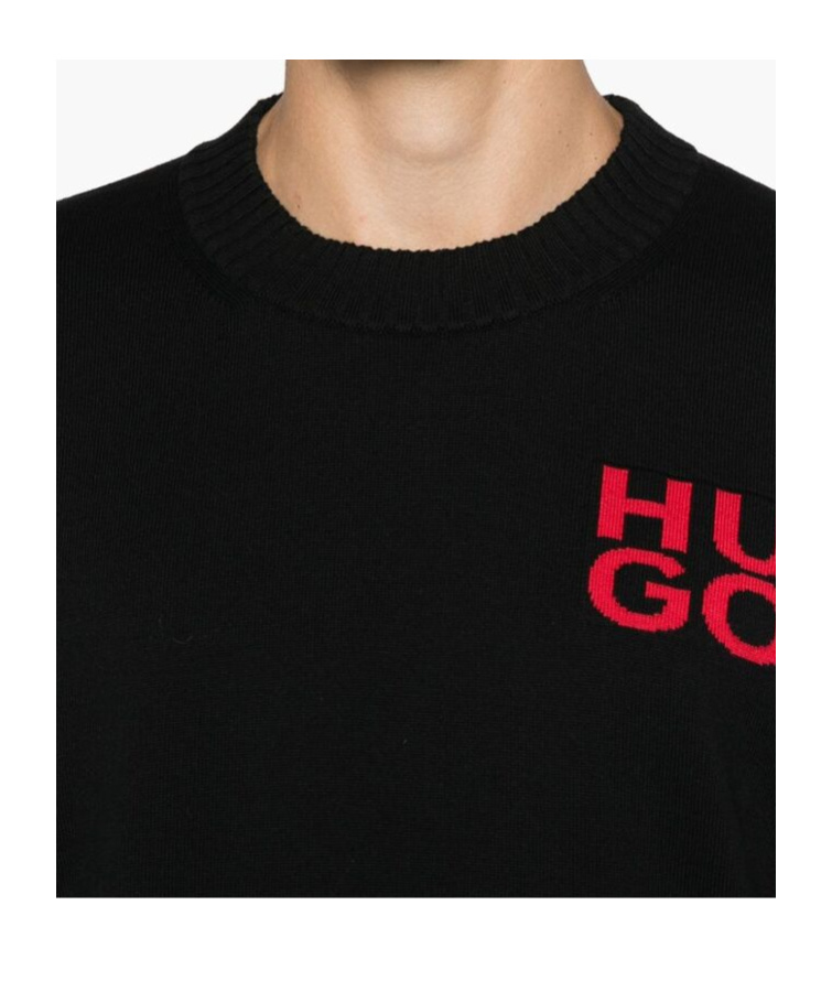 Hugo Boss Black Intarsia Sweater In Black