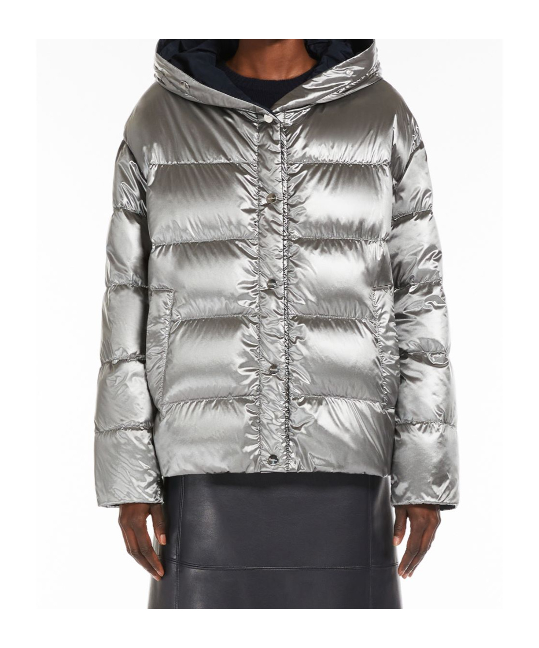 Max Mara Double-sided Down Jacket In Gray